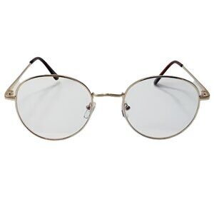 6086 | Gold Clear Lens Round Blue Light Blocking Glasses